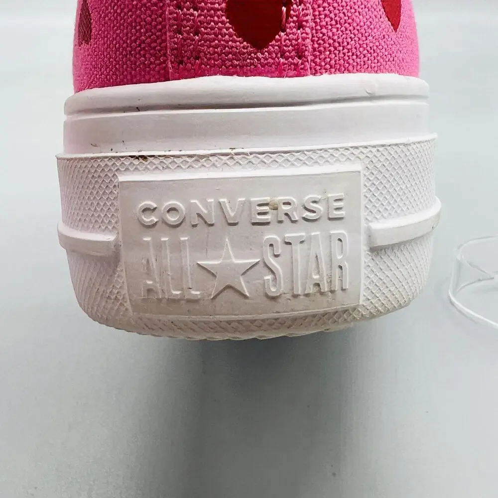 Converse Shoes Youth Girls 3 Pink Canvas Heart Print All Star High Top Sneakers